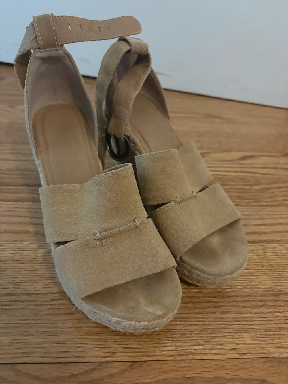 Women’s Tan Suede Espadrille Wedge Sandals